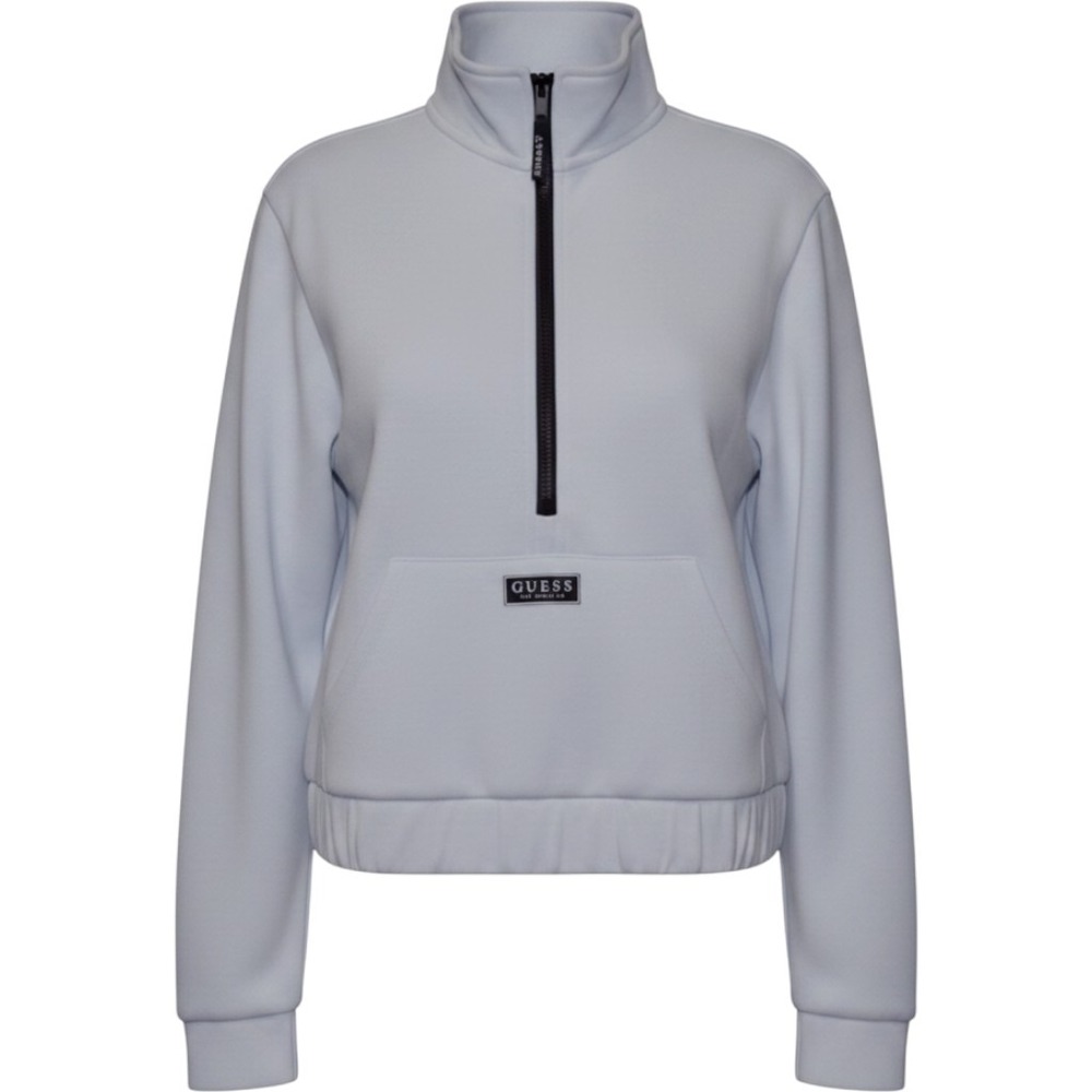 Guess Mens White Long Sleeve Quarter Zip Pullover Jacket Medium Los Angeles Logo